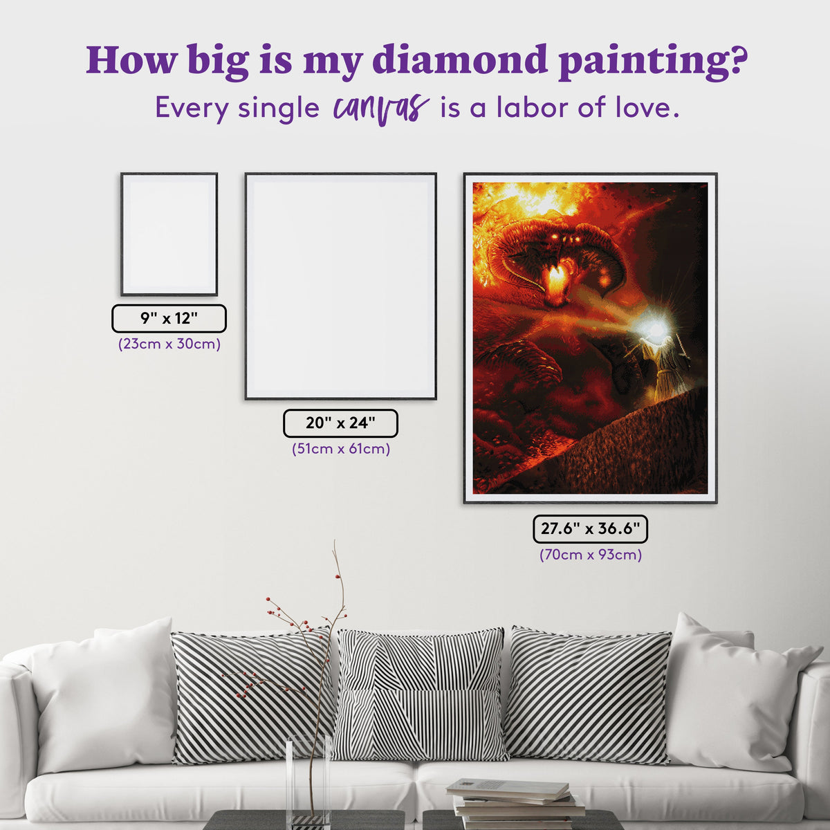 Diamond Painting Gandalf and the Balrog 27.6" x 36.6" (70cm x 93cm) / Square with 48 Colors including 2 ABs and 1 Iridescent Diamond / 104,813