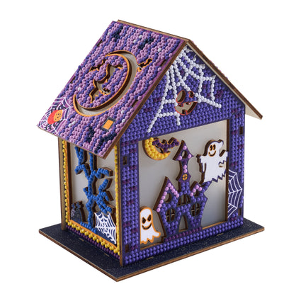 Diamond Painting Gem House - Halloween House 5.4" x 4.9" x 3" (13.8cm x 12.5cm x 7.7cm) / Round with 10 colors / 3,461