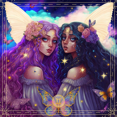 Diamond Painting Gemini 22" x 22" (55.8cm x 55.8cm) / Square with 62 Colors including 6 ABs, 1 Iridescent Diamond, and 2 Fairy Dust Diamonds / 50,176