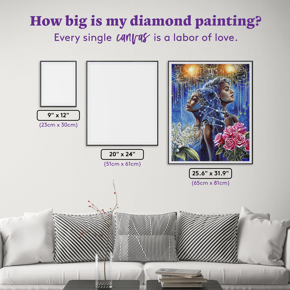 Diamond Painting Gemini 25.6" x 31.9" (65cm x 81cm) / Square with 74 Colors including 4 ABs and 4 Fairy Dust Diamonds and 1 Special Diamond / 84,574