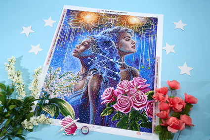 Diamond Painting Gemini 25.6" x 31.9" (65cm x 81cm) / Square with 74 Colors including 4 ABs and 4 Fairy Dust Diamonds and 1 Special Diamond / 84,574