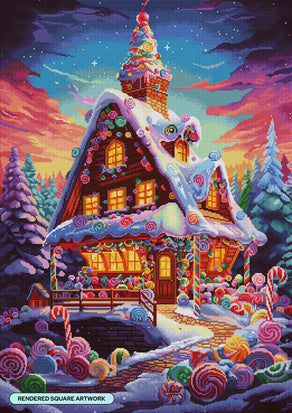 Diamond Painting Gingerbread Chalet 25.6" x 36.2" (65cm x 91.8cm) / Square with 67 Colors including 2 ABs and 3 Fairy Dust Diamonds / 96,309