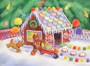 Diamond Painting Gingerbread House 30" x 22″ (76cm x 56cm) / Round with 54 Colors including 4 ABs / 53,929