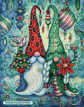 Diamond Painting Gnome for the Holidays 22" x 28" (55.8cm x 70.7cm) / Square with 60 Colors including 3 ABs and 2 Fairy Dust Diamonds / 63,616