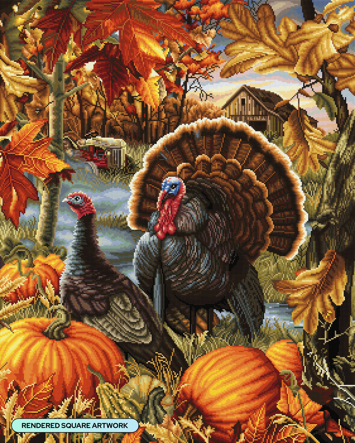 Diamond Painting Gobbler Farms 27.6" x 34.7" (69.9cm x 87.4cm) / Square with 65 Colors including 2 ABs and 3 Fairy Dust Diamonds / 98,631