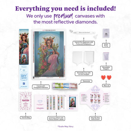 Diamond Painting Goddess of Spring 20" x 31" (50.8cm x 78.7cm) / Square with 83 Colors including 3 ABs and 4 Fairy Dust Diamonds and 1 Iridescent Diamonds / 64,464