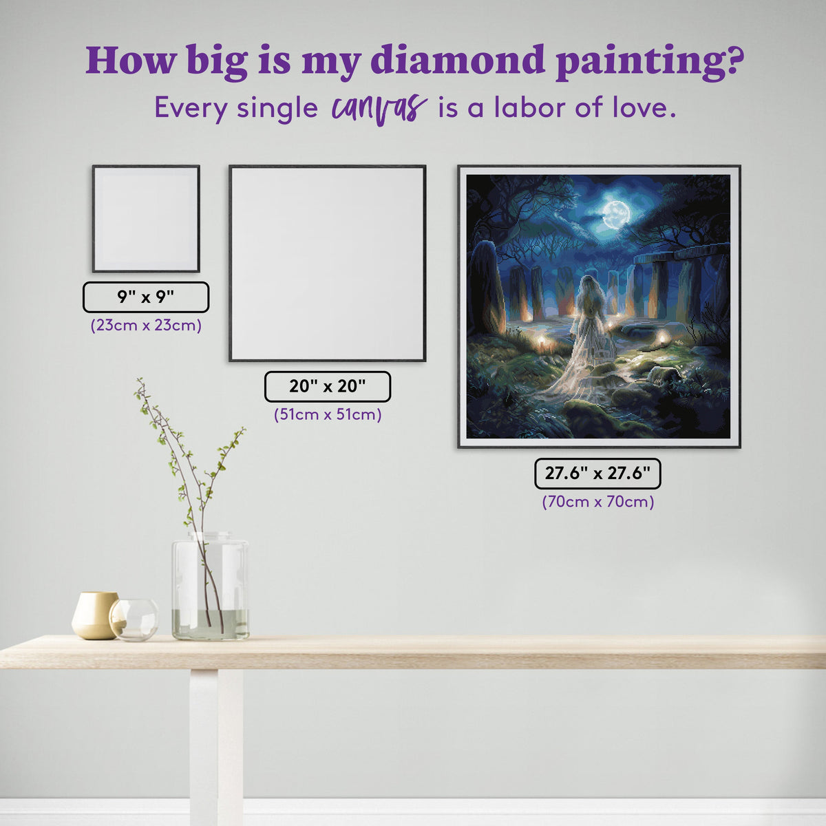 Diamond Painting Goddess of Stonehenge 27.6" x 27.6" (70cm x 70cm) / Square with 61 Colors including 1 AB and 4 Fairy Dust Diamonds / 78,961