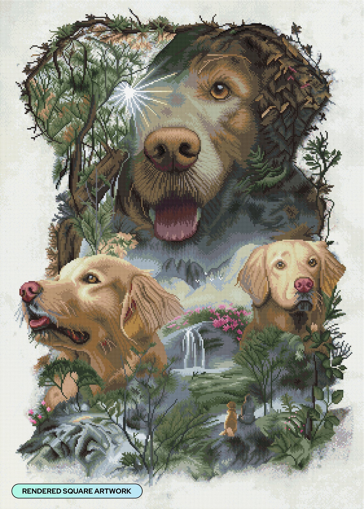 Diamond Painting Golden Retriever 27.6" x 38.6" (69.9cm x 97.8cm) / Square With 60 Colors including 1 AB and 3 Fairy Dust Diamonds / 110,433