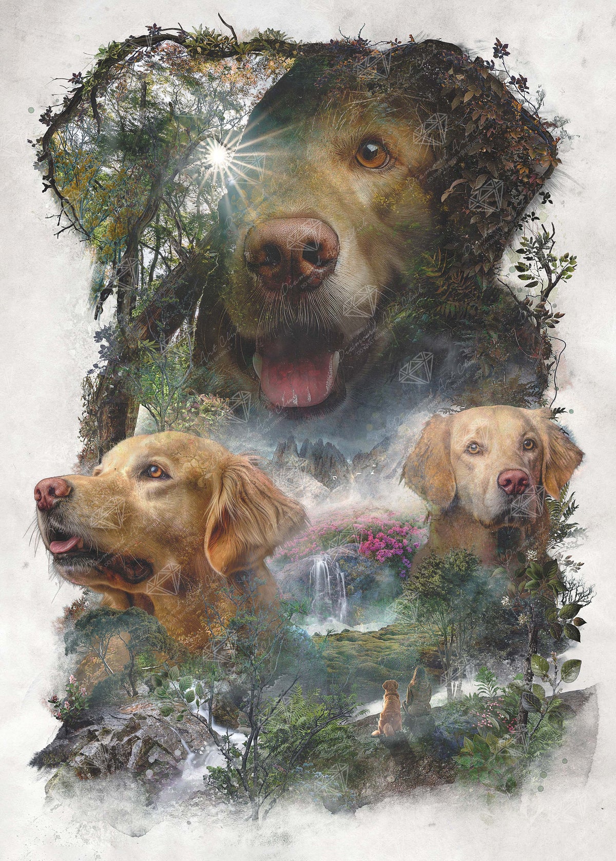 Diamond Painting Golden Retriever 27.6" x 38.6" (69.9cm x 97.8cm) / Square With 60 Colors including 1 AB and 3 Fairy Dust Diamonds / 110,433