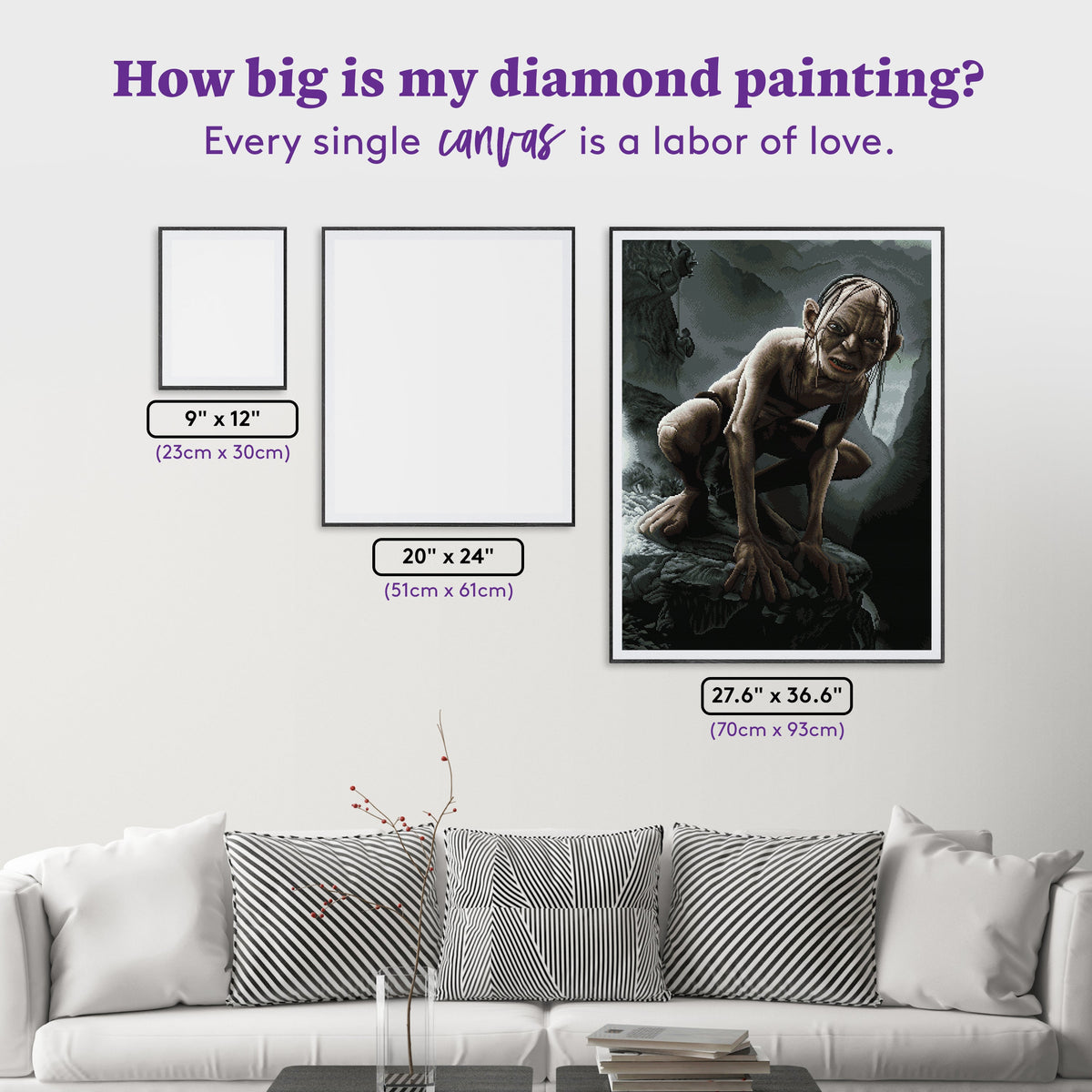 Diamond Painting Gollum 27.6" x 36.6" (70cm x 93cm) / Square with 31 Colors including 1 Fairy Dust Diamond / 104,813