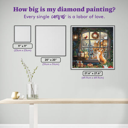 Diamond Painting Good Tidings Fox 27.6" x 27.6" (69.9cm x 69.9cm) / Square with 71 Colors including 3 ABs and 3 Fairy Dust Diamonds / 78,961