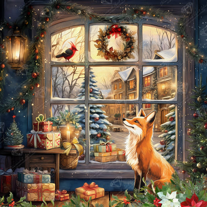 Diamond Painting Good Tidings Fox 27.6" x 27.6" (69.9cm x 69.9cm) / Square with 71 Colors including 3 ABs and 3 Fairy Dust Diamonds / 78,961