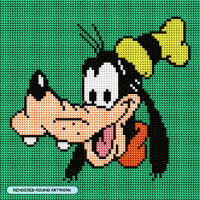 Diamond Painting Goofy 9" x 9" (22.8cm x 22.8cm) / Round with 7 Colors including 1 AB / 6,889