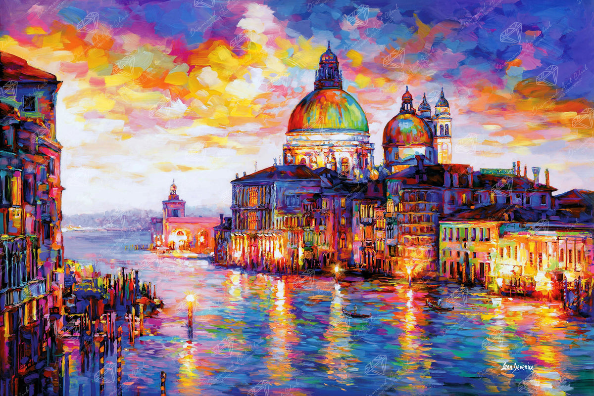 Diamond Painting Grand Canal and Basilica Venice 41.3" x 27.6" (105cm x 70cm) / Square with 61 Colors including 5 ABs and 4 Fairy Dust Diamonds / 118,301