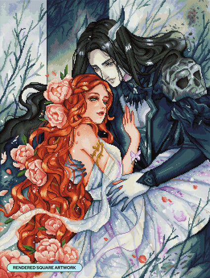 Diamond Painting Hades & Persephone 25.6" x 33.9" (65cm x 86cm) / Square with 68 Colors including 3 ABs and 4 Fairy Dust Diamonds / 90,045