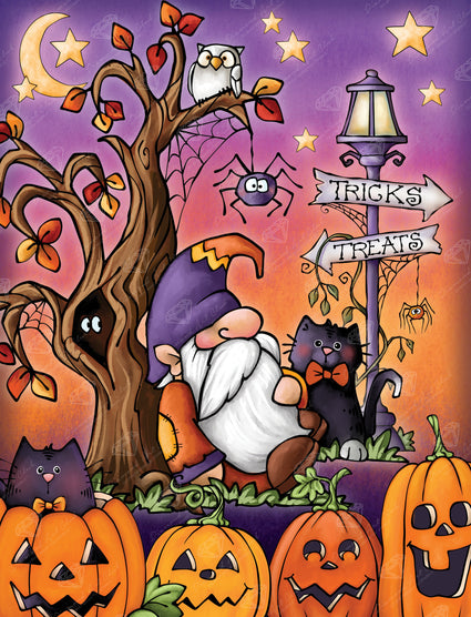 Diamond Painting Halloween Gnome 17" x 22" (42.6cm x 55.8cm) / Round with 45 Colors including 5 ABs / 30,248