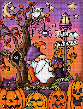 Diamond Painting Halloween Gnome 17" x 22" (42.6cm x 55.8cm) / Round with 45 Colors including 5 ABs / 30,248