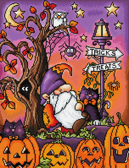 Diamond Painting Halloween Gnome 17" x 22" (42.6cm x 55.8cm) / Round with 45 Colors including 5 ABs / 30,248