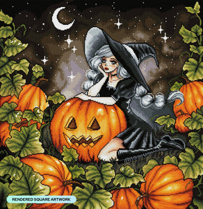 Diamond Painting Halloween Witch 25.6" x 26.4" (65cm x 67cm) / Square with 48 Colors including 3AB Diamonds and 1 Fairy Dust Diamondsn / 70,209