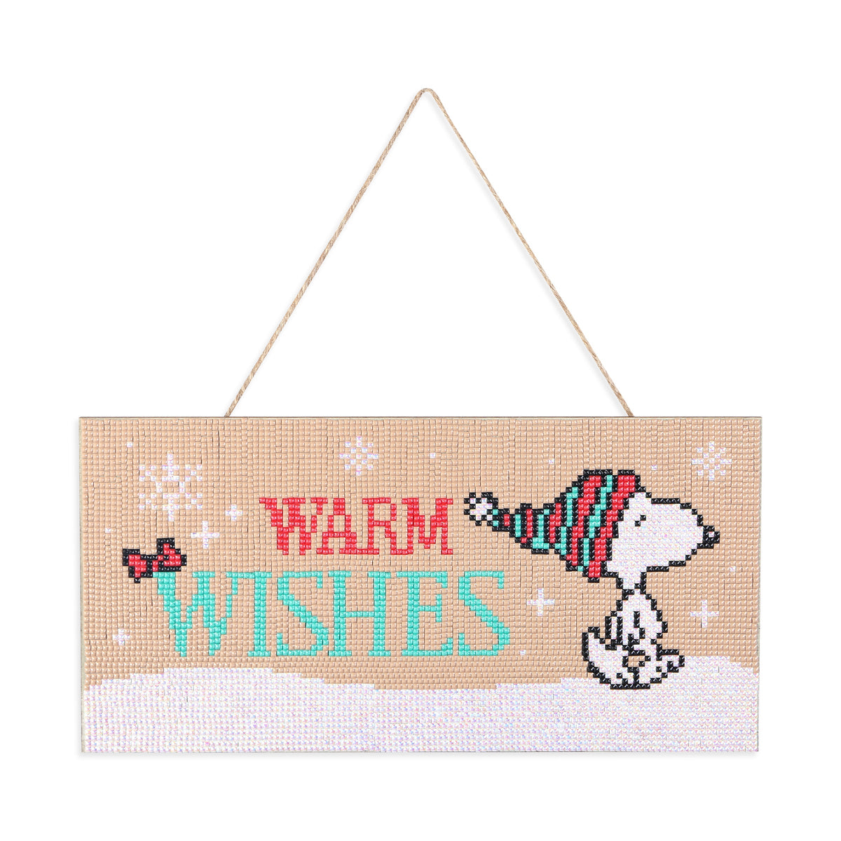 Diamond Painting Hanging Sign - Warm Wishes 6" x 12" (14.7 x 29.7cm) / Square with 7 Colors including 1 AB and 2 Fairy Dust Diamonds / 7,021