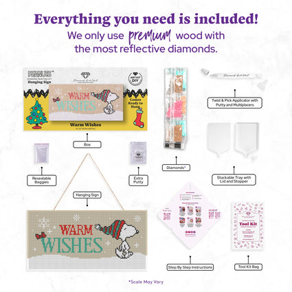 Diamond Painting Hanging Sign - Warm Wishes 6" x 12" (14.7 x 29.7cm) / Square with 7 Colors including 1 AB and 2 Fairy Dust Diamonds / 7,021