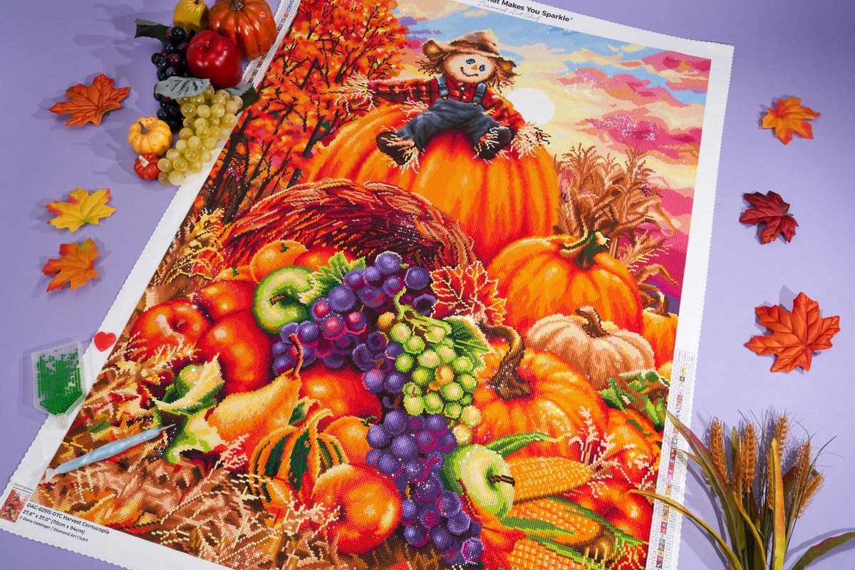 Diamond Painting Harvest Cornucopia 27.6" x 37" (70cm x 94cm) / Square with 61 Colors including 3 ABs and 3 Fairy Dust Diamonds / 105,937