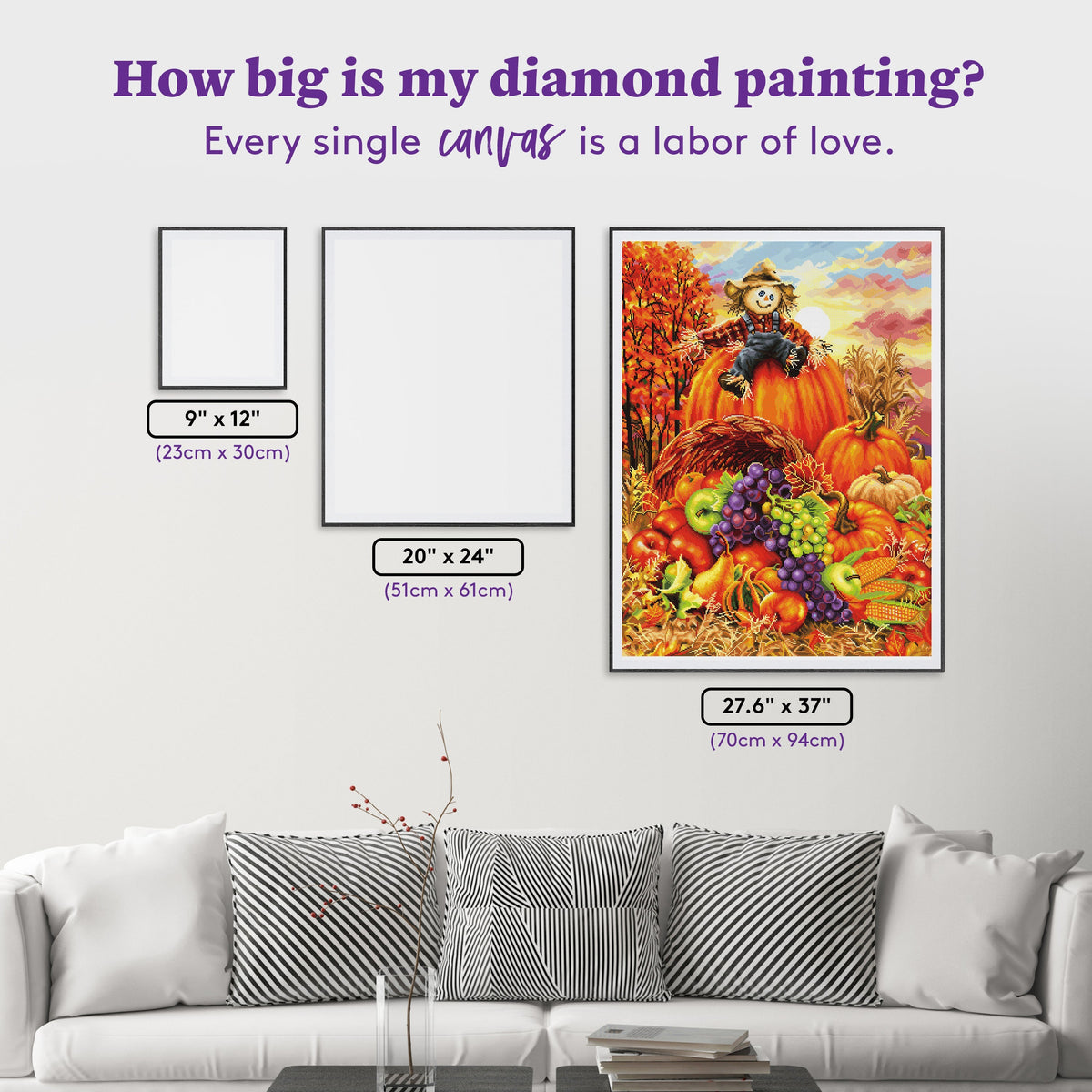 Diamond Painting Harvest Cornucopia 27.6" x 37" (70cm x 94cm) / Square with 61 Colors including 3 ABs and 3 Fairy Dust Diamonds / 105,937