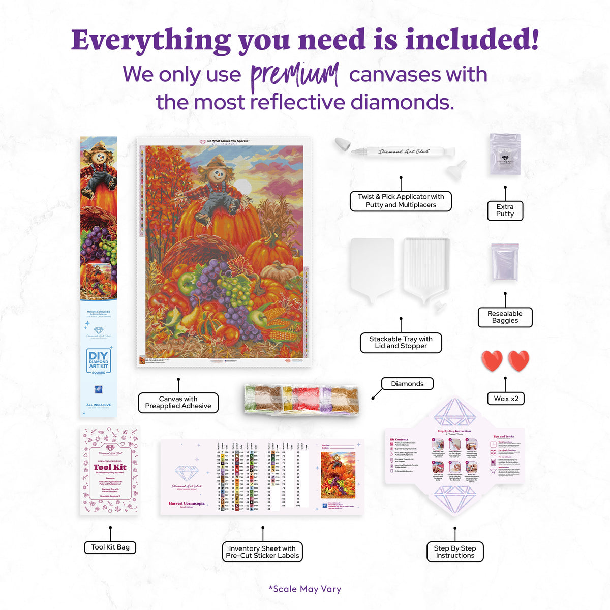 Diamond Painting Harvest Cornucopia 27.6" x 37" (70cm x 94cm) / Square with 61 Colors including 3 ABs and 3 Fairy Dust Diamonds / 105,937