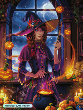 Diamond Painting Harvest Witch 25.6" x 33.9" (65cm x 86cm) / Square with 78 Colors including 3 ABs and 3 Fairy Diamonds / 90,045