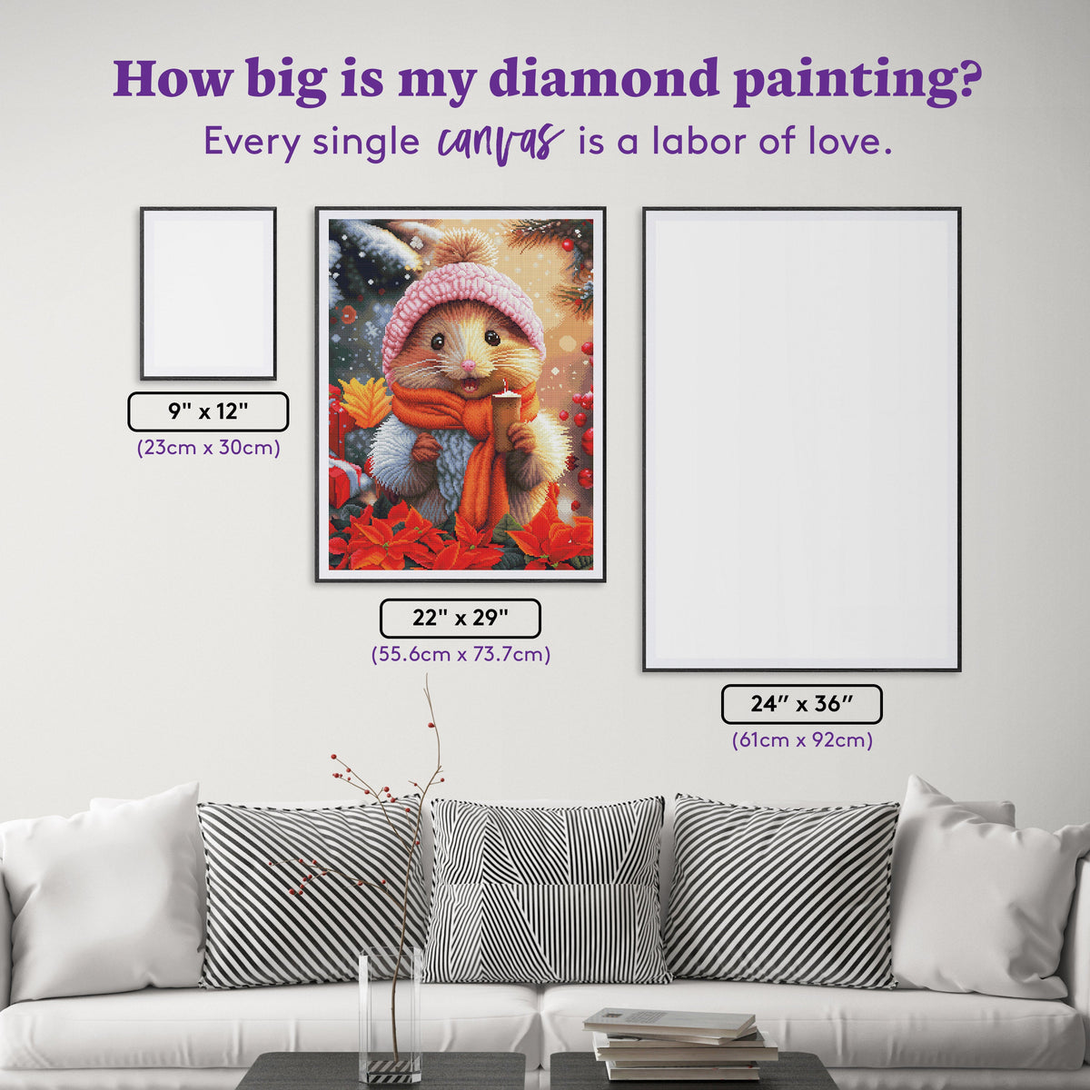 Diamond Painting Have a Cuppa Cheer 22" x 29" (55.6cm x 73.7cm) / Round with 63 Colors including 2 ABs and 4 Fairy Dust Diamonds / 54,136