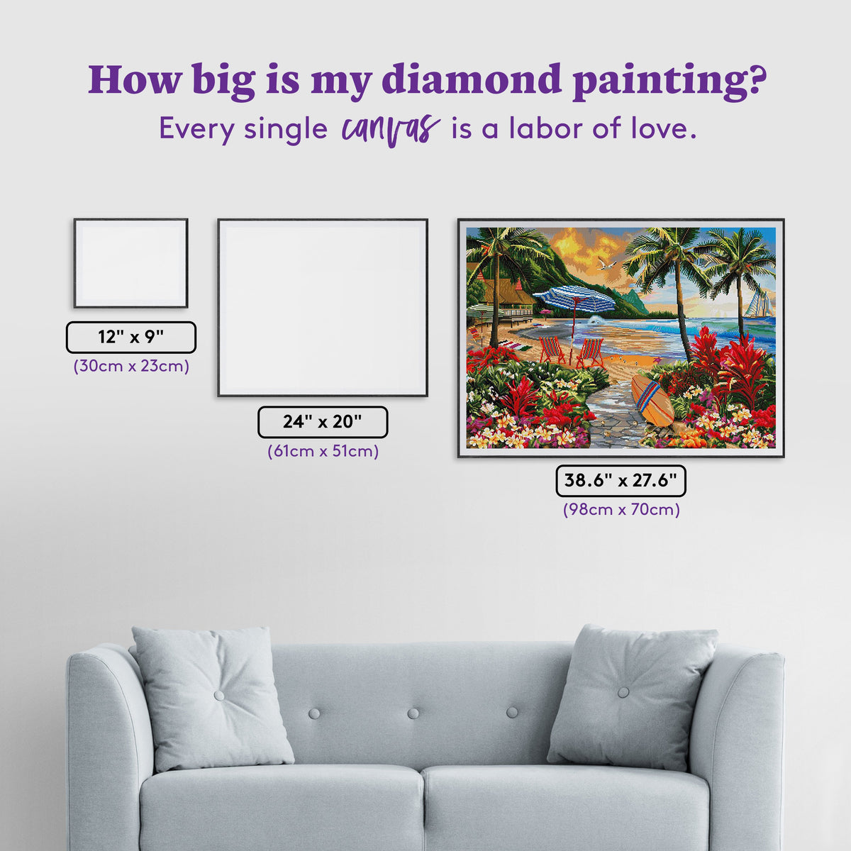 Diamond Painting Hawaiian Life 38.6" x 27.6″ (98cm x 70cm) / Square with 59 Colors including 3 ABs / 103,438