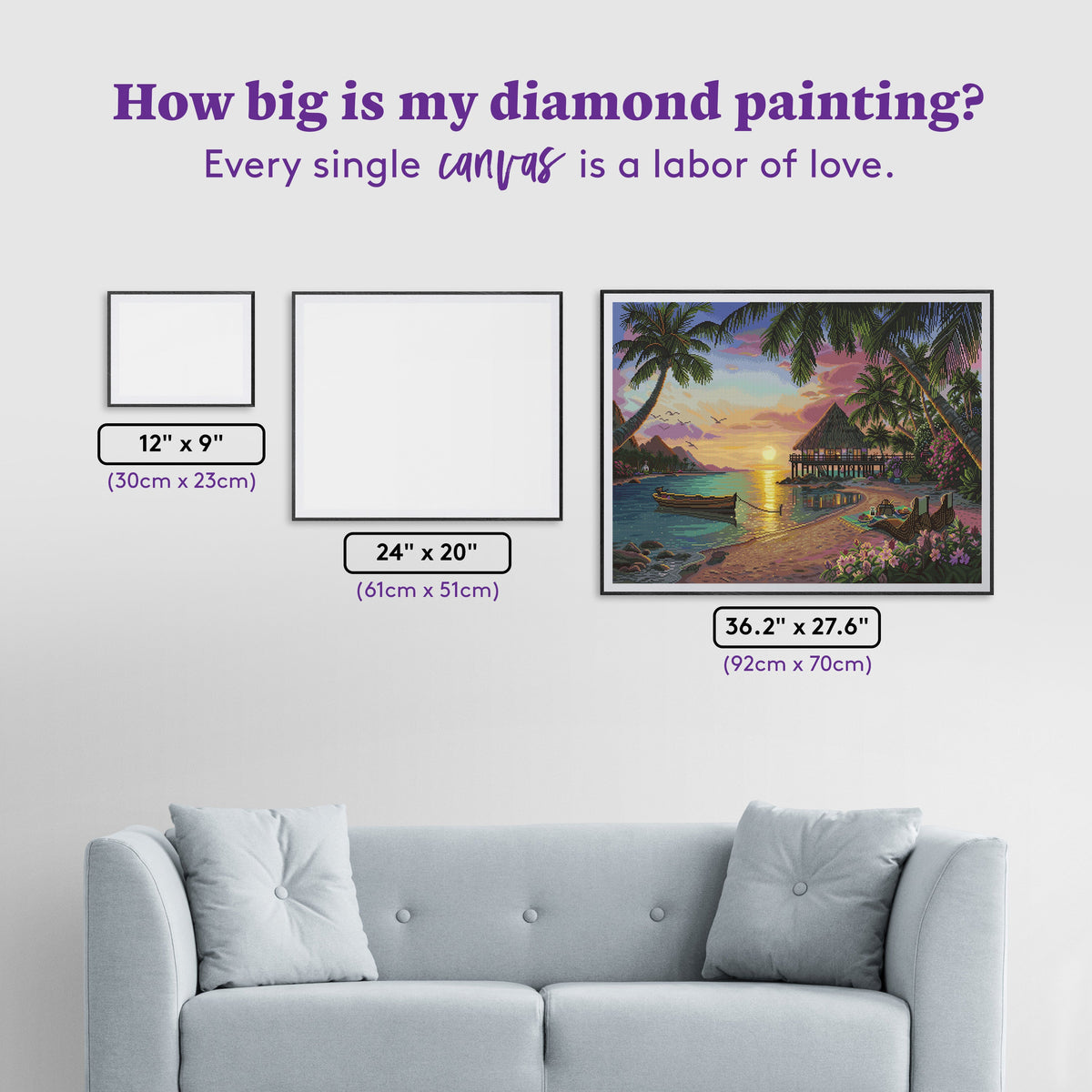 Diamond Painting Hidden Paradise 36.2" x 27.6" (92cm x 70cm) / Square With 70 Colors Including 2 ABs and 4 Fairy Dust Diamonds / 103,689