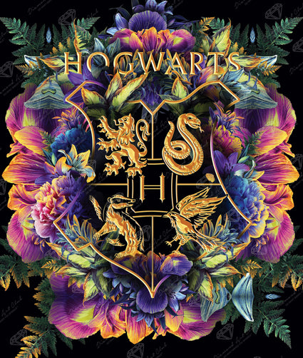 Diamond Painting Hogwarts™ Crest - Fine Oddities (Black) 22" x 26″ (56cm x 66cm) / Square With 42 Colors Including 4 ABs / 57,681