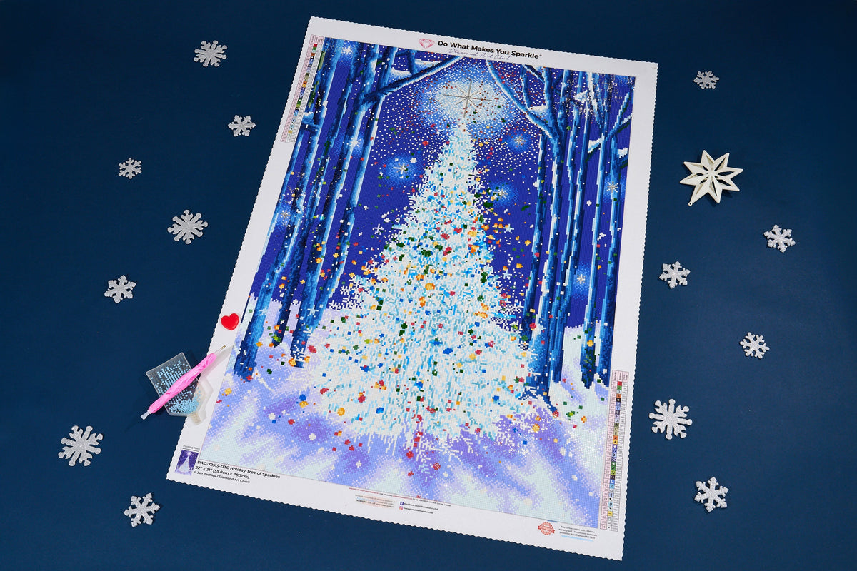 Diamond Painting Holiday Tree of Sparkles 22" x 31" (55.8cm x 78.7cm) / Square With 34 Colors Including 2 ABs and 3 Fairy Dust Diamonds and 1 Iridescent Diamond / 70,784