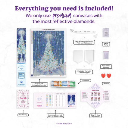 Diamond Painting Holiday Tree of Sparkles 22" x 31" (55.8cm x 78.7cm) / Square With 34 Colors Including 2 ABs and 3 Fairy Dust Diamonds and 1 Iridescent Diamond / 70,784