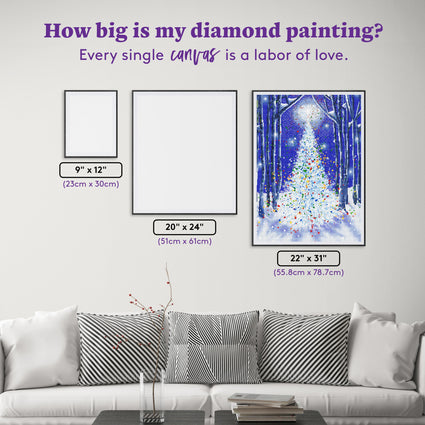 Diamond Painting Holiday Tree of Sparkles 22" x 31" (55.8cm x 78.7cm) / Square With 34 Colors Including 2 ABs and 3 Fairy Dust Diamonds and 1 Iridescent Diamond / 70,784