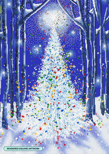 Diamond Painting Holiday Tree of Sparkles 22" x 31" (55.8cm x 78.7cm) / Square With 34 Colors Including 2 ABs and 3 Fairy Dust Diamonds and 1 Iridescent Diamond / 70,784