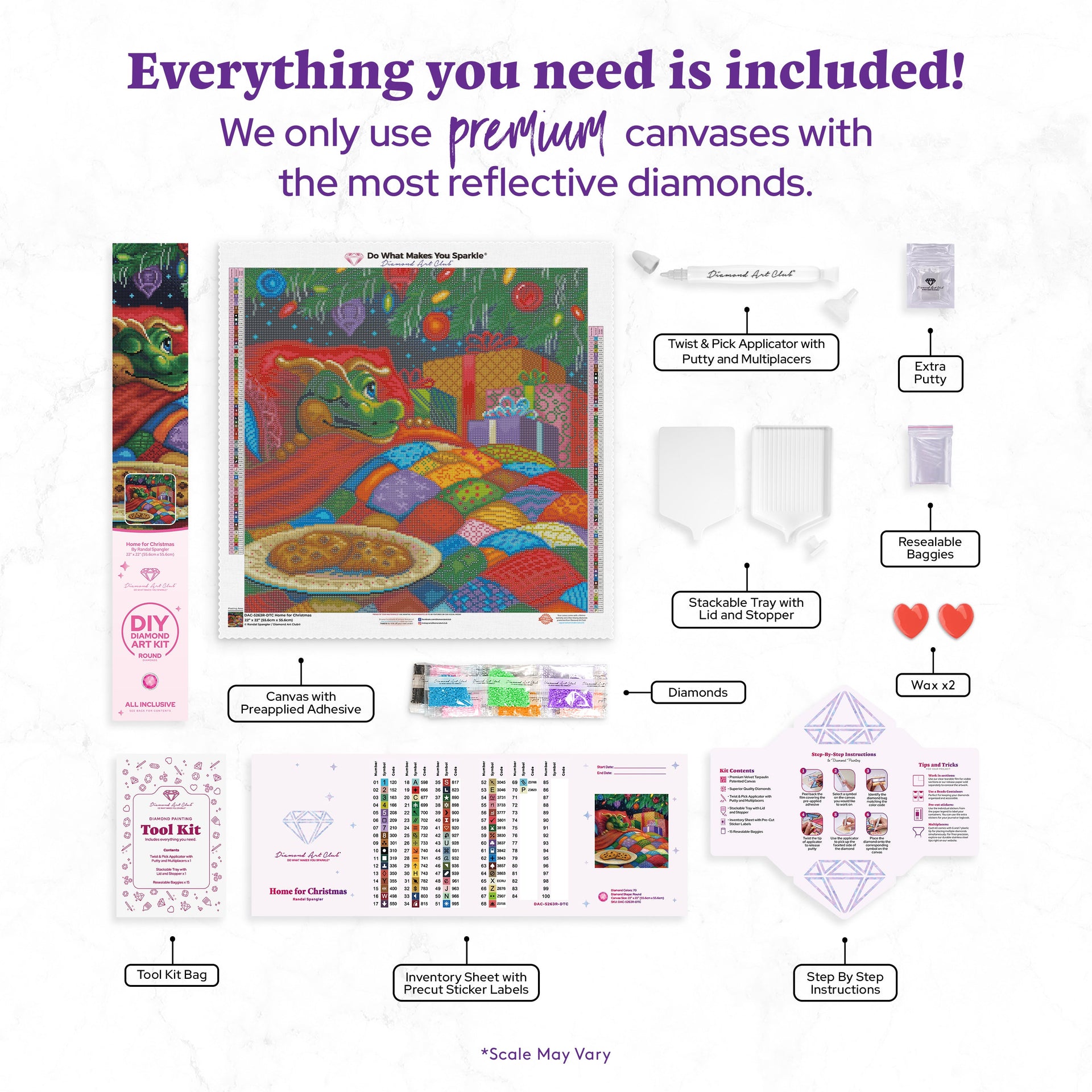 Diamond Painting Home for Christmas 22" x 22" (55.6cm x 55.6cm) / Round with 70 Colors including 1 AB and 5 Fairy Dust Diamonds / 40,804