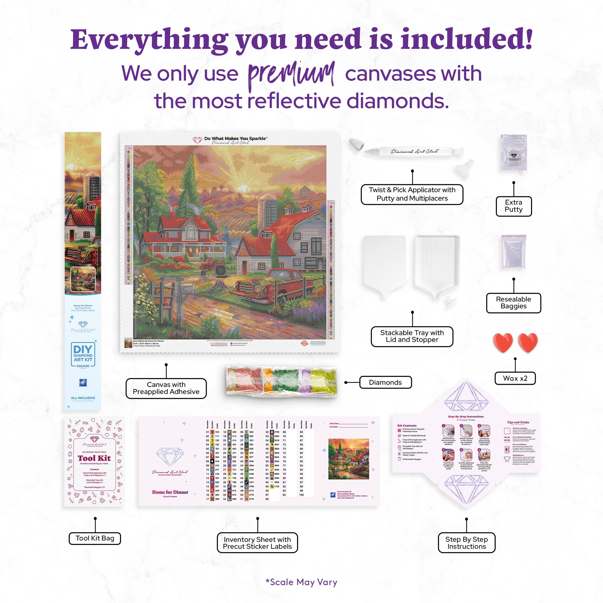 Diamond Painting Home for Dinner 23.6" x 23.6" (60cm x 60cm) / Square With 65 Colors Including 4 ABs and 1 Iridescent Diamonds / 57,600