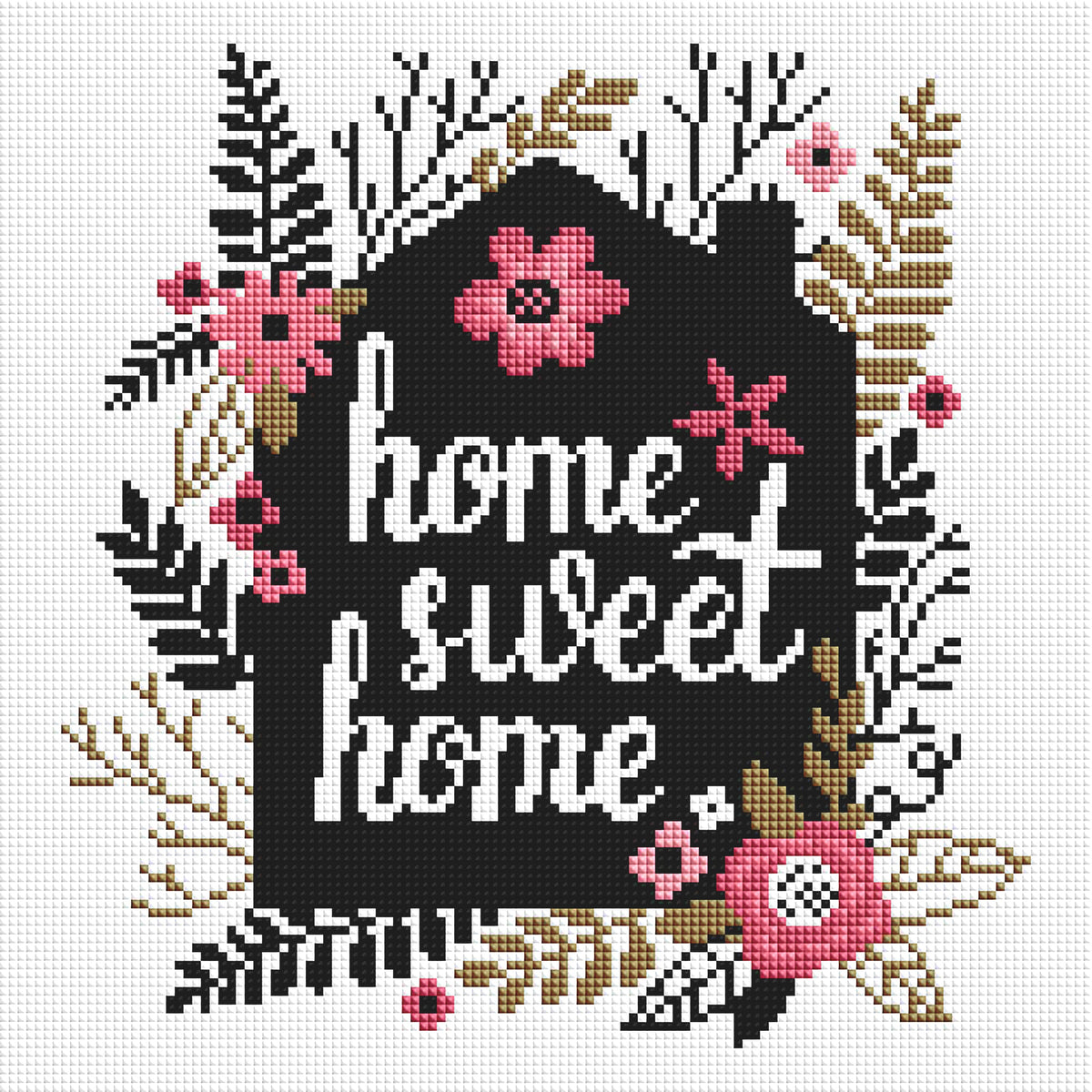 Diamond Painting Home Sweet Home 12.6" x 12.6″ (32cm x 32cm) / Square With 7 Colors Including 1 AB / 15,624