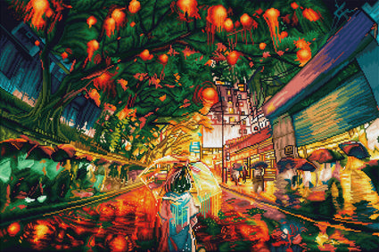 Diamond Painting Hong Kong Lights 33" x 22" (83.7cm x 55.8cm) / Square with 58 Colors including 5 ABs / 75,264