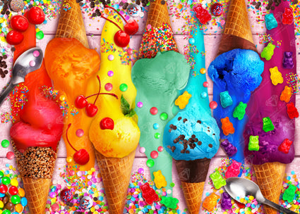 Diamond Painting Ice Cream Rainbow 35.8" x 25.6" (91cm x 65cm) / Square with 64 Colors including 5 ABs / 95,265