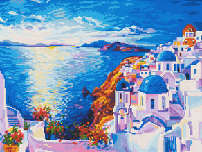 Diamond Painting In Santorini 24" x 18″ (61cm x 46cm) / Round with 40 Colors including 2 ABs / 34,992