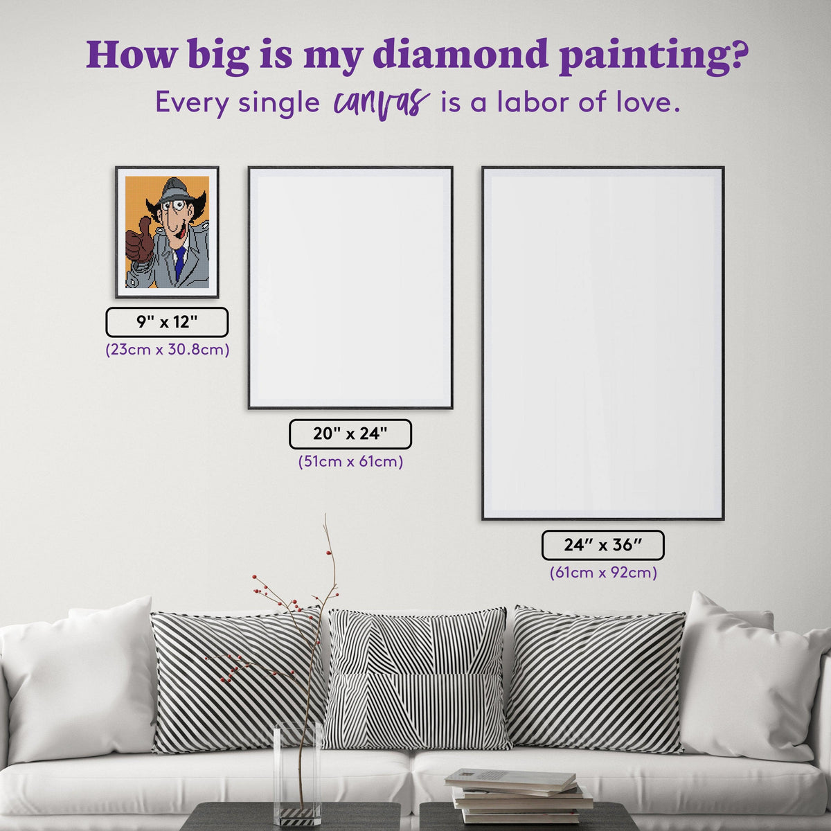 Diamond Painting Inspector Gadget 9" x 12" (23cm x 30.8cm) / Round with 10 Colors including 2 AB Diamonds / 9,020