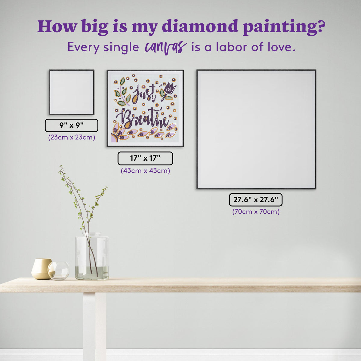 Diamond Painting Just Breathe 17" x 17" (43cm x 43cm) / Round With 13 Colors Including 2 ABs and 1 Special Diamond / 23,241