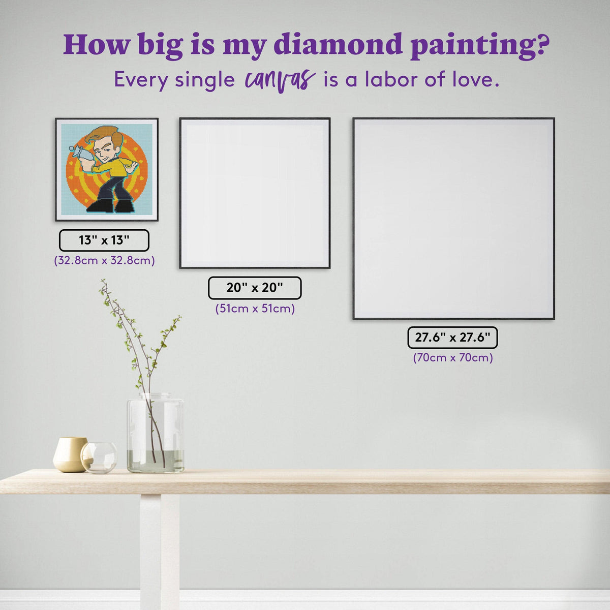 Diamond Painting Kirk 13" x 13" (32.8cm x 32.8cm) / Round with 10 Colors Including 1 ABs and 1 Fairy Dust Diamonds / 13,689