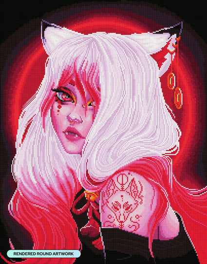 Diamond Painting Kitsune 22" x 28" (55.6cm x 70.7cm) / Round with 36 Colors including 2 ABs and 2 Fairy Dust Diamonds / 51,914