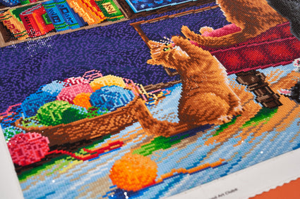 Diamond Painting Cats Pet In The Library Room Cute Design
