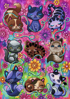 Diamond Painting Kitty Cat 22" x 31″ (56cm x 79cm) / Square with 55 Colors including 3 ABs / 68,952