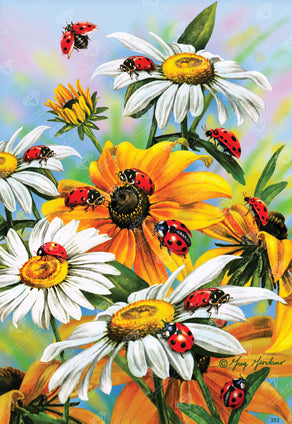 Diamond Painting Ladybug on Sunflower 20" x 29" (50.7cm x 73.7cm) / Round with 40 Colors including 3 ABs / 47,603